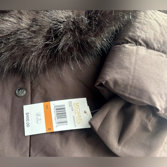 Michael Kors ❄️💅🏻 Chocolate Maxi Long Fur Winter Puffer Coat MK Jacket NWT $400 - Picture 16 of 16